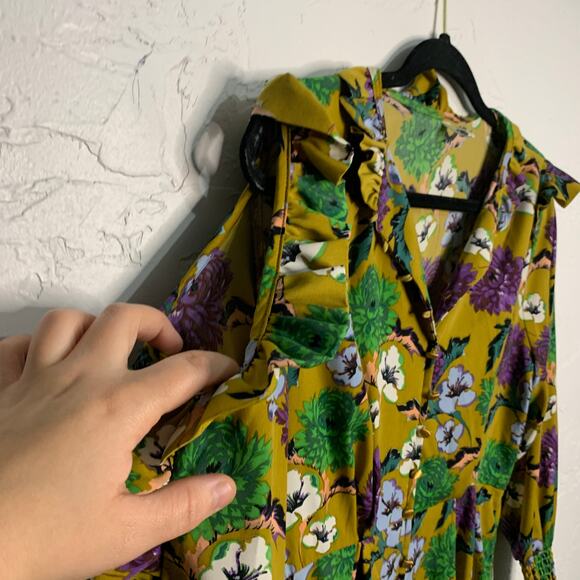 Enda Forty Four Floral Long Sleeve Cold Shoulder Dress Womens small eclectic - Picture 4 of 9